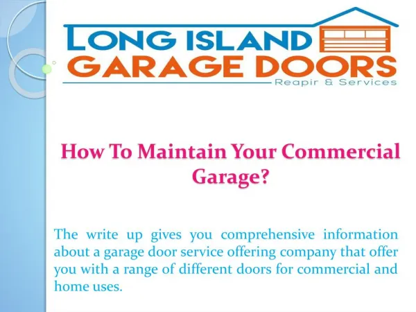 How To Maintain Your Commercial Garage?