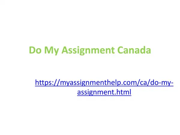 Do My Assignment Online in Canada