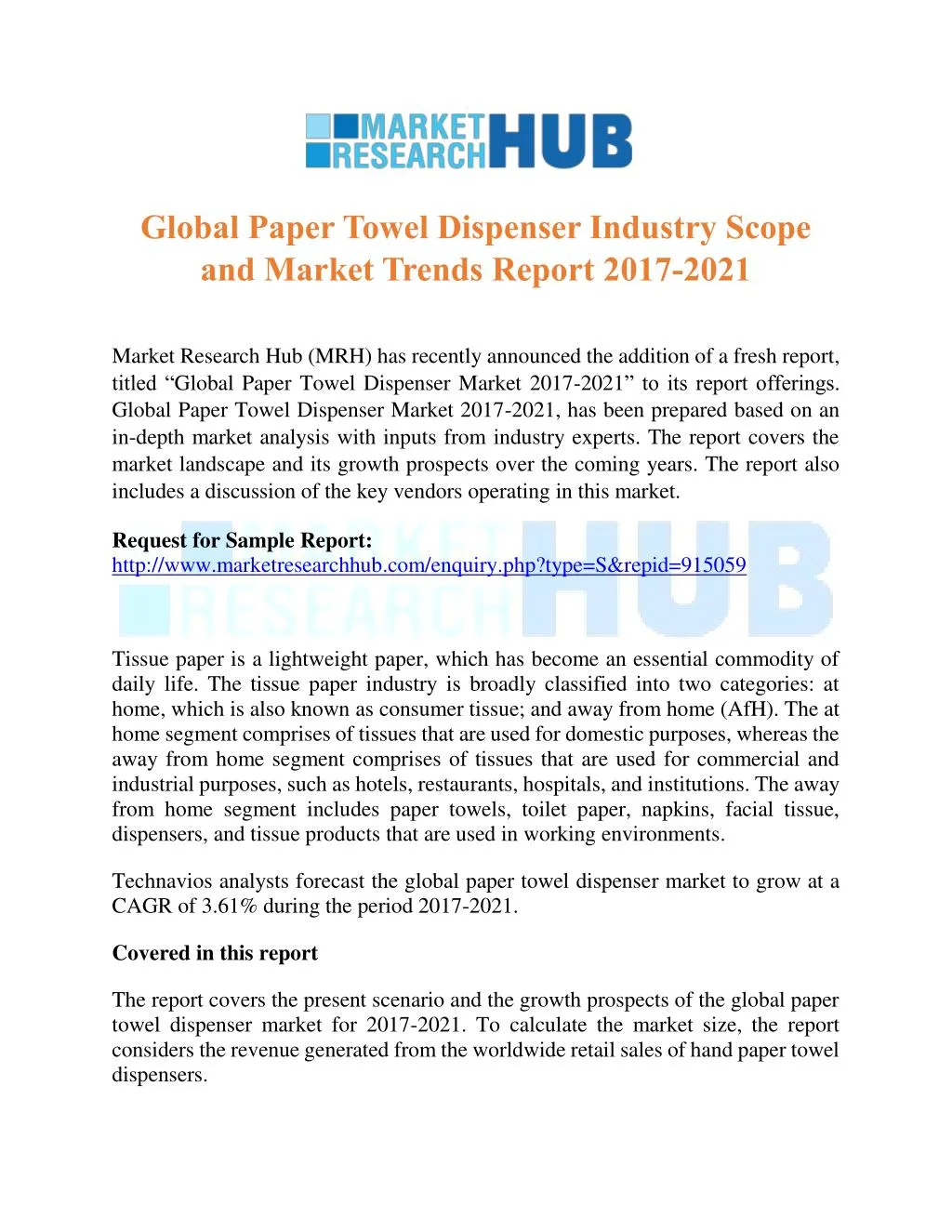 global paper towel dispenser industry scope
