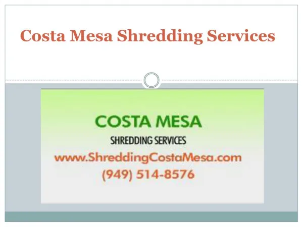 Paper Shredding Services Costa Mesa
