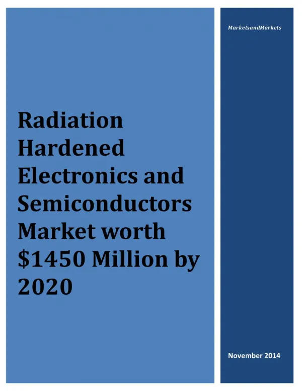 Radiation Hardened Electronics and Semiconductors Market worth $1450 Million by 2020