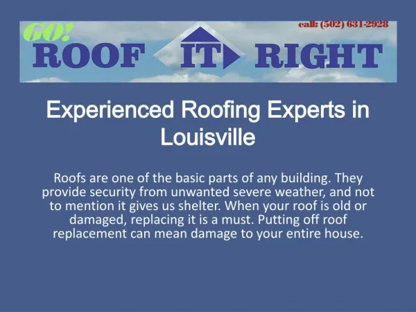 Experienced Roofing Experts in Louisville