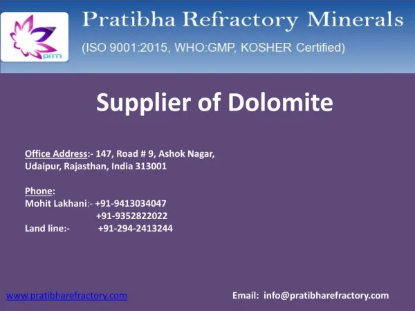 supplier of dolomite