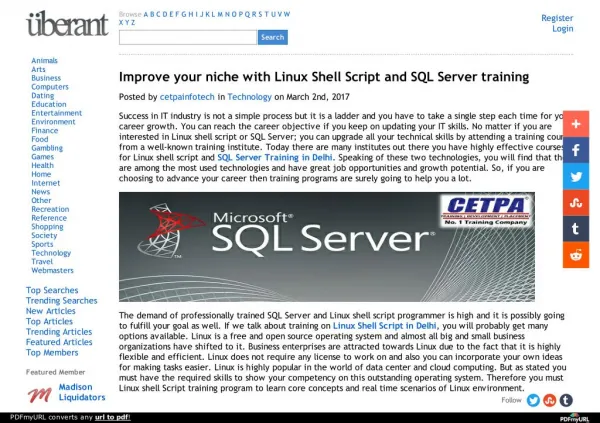 Improve Your Niche With Linux Shell Script and SQL Server Training