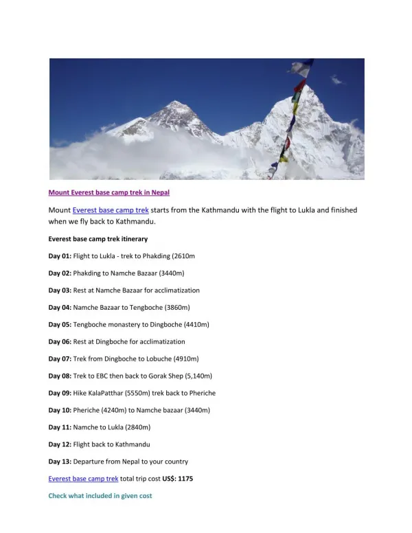 Everest base camp trek in Nepal
