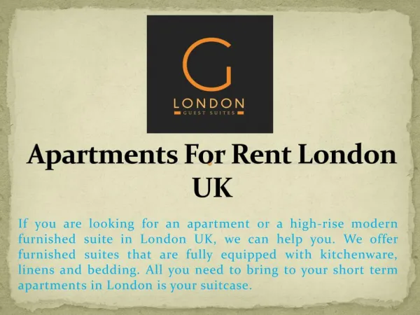 Apartments For Rent London UK