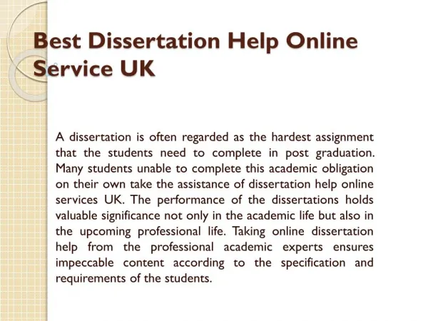 Dissertation Help Online- Get Dissertation Help Services UK by MyAssignmenthelp Experts
