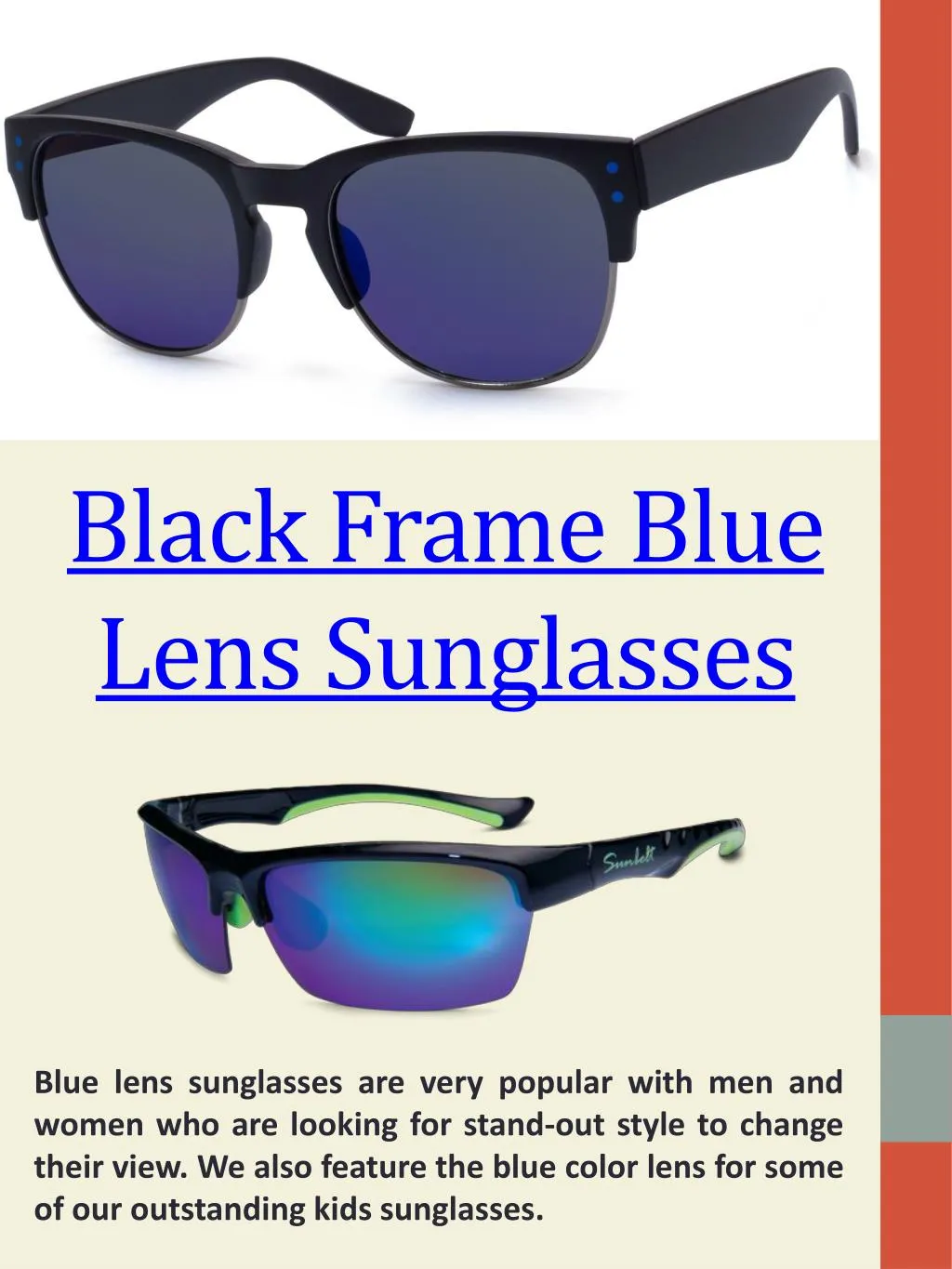black frame blue lens sunglasses