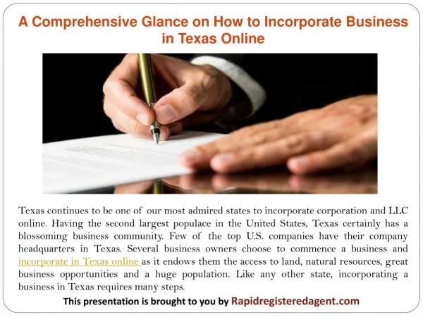 A Comprehensive Glance on How to Incorporate Business in Texas Online