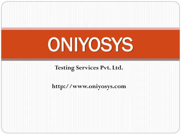 Top Software Testing Firm in India - Oniyosys