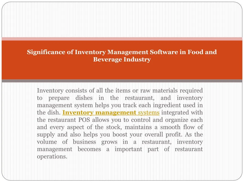 significance of inventory management software in food and beverage industry