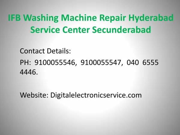 IFB Washing Machine Repair Hyderabad Service Center Secunderabad
