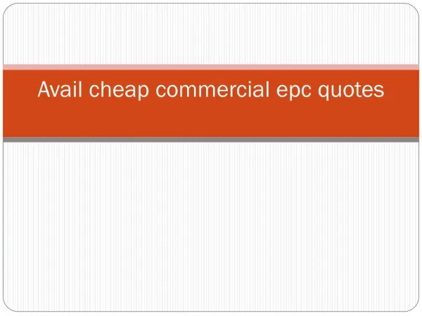 Avail cheap commercial epc quotes