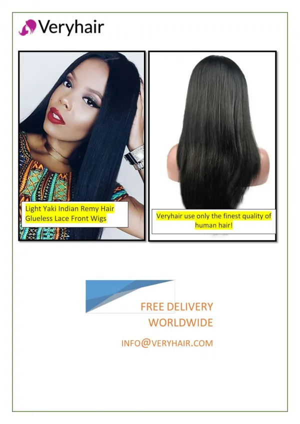 Light Yaki Indian Remy Hair Glueless Lace Front Wigs