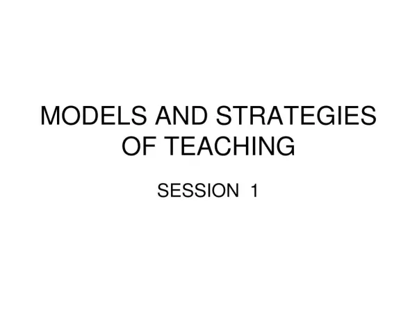 models of teaching and learning