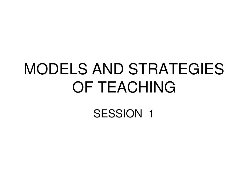 models and strategies of teaching