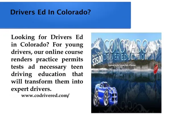 Drivers Ed In Colorado?