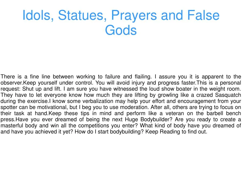 idols statues prayers and false gods