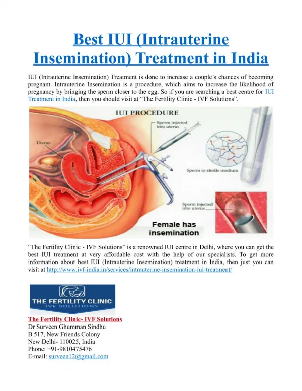 Best IUI (Intrauterine Insemination) Treatment in India