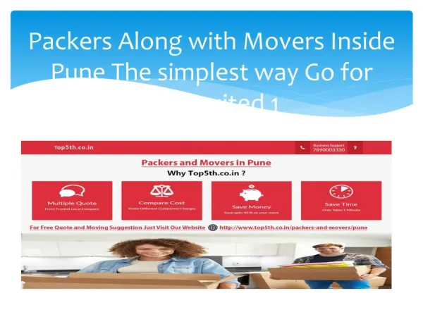 Packers Along with Movers Inside Pune The simplest way Go for Best suited 1