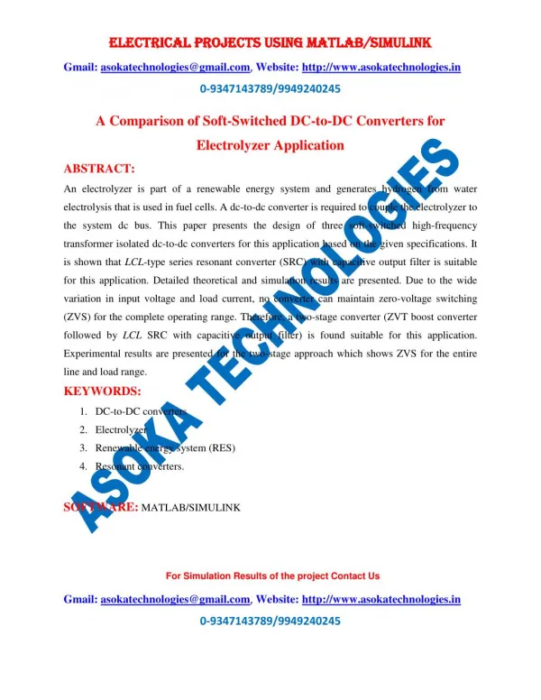 A Comparison of Soft-Switched DC-to-DC Converters for Electrolyzer Application