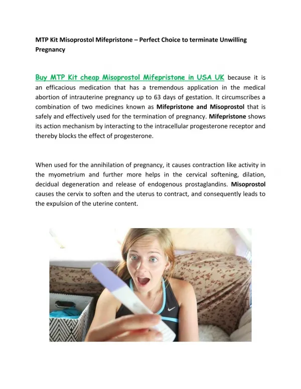 MTP KIT Misoprostol Mifepristone Buy Online at GenericEPharmacy USA UK
