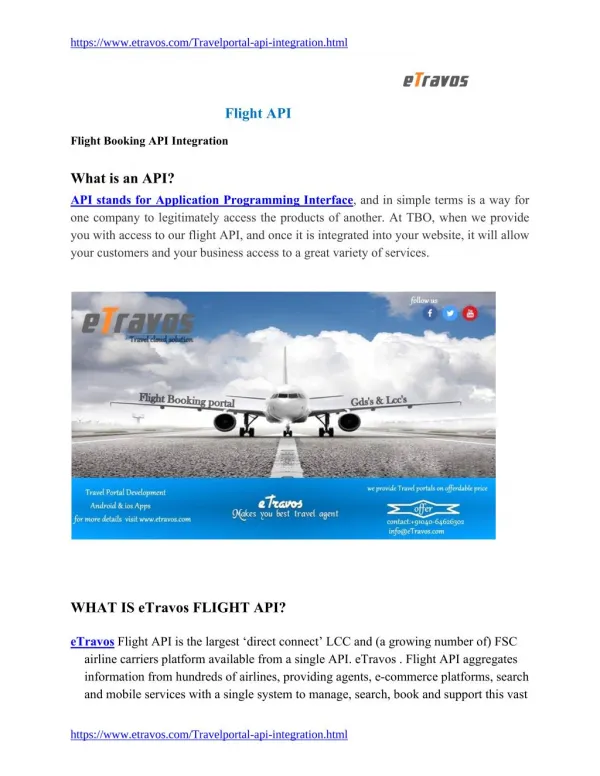 eTravos-Flight Booking api Integration