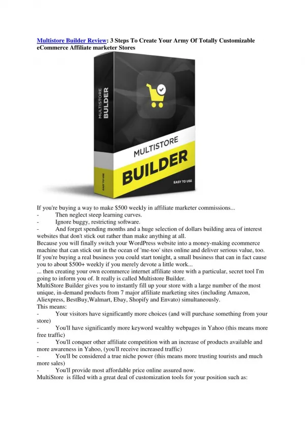 Multistore Builder Review: 3 Steps To Create Your Army Of Fully Customizable eCommerce Affiliate Stores