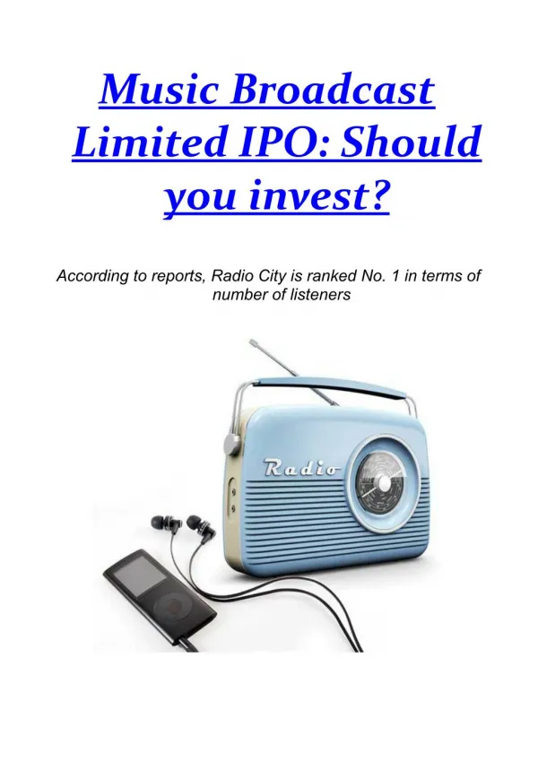 Music Broadcast Limited IPO: Should you invest?