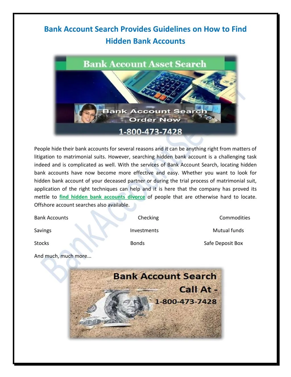bank account search provides guidelines