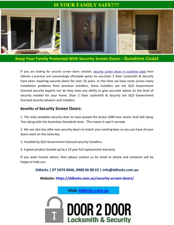 Keep Your Family Protected With Security Screen Doors - Sunshine Coast
