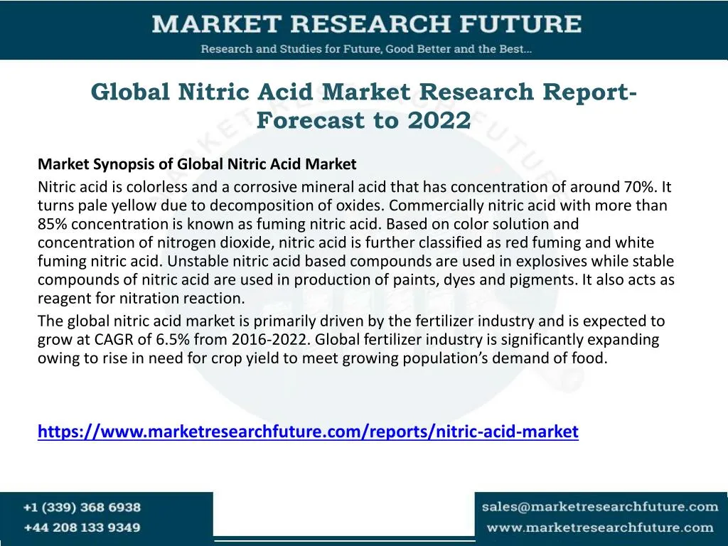 global nitric acid market research report forecast to 2022