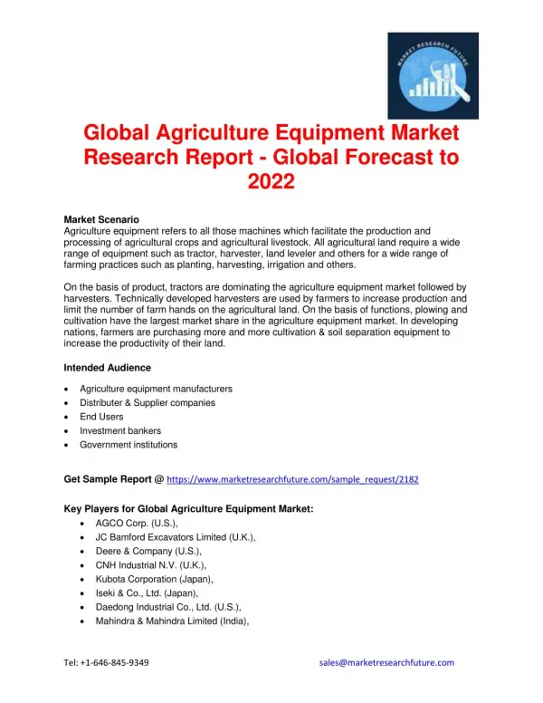 Global Agriculture Equipment Market Research Report - Global Forecast to 2022