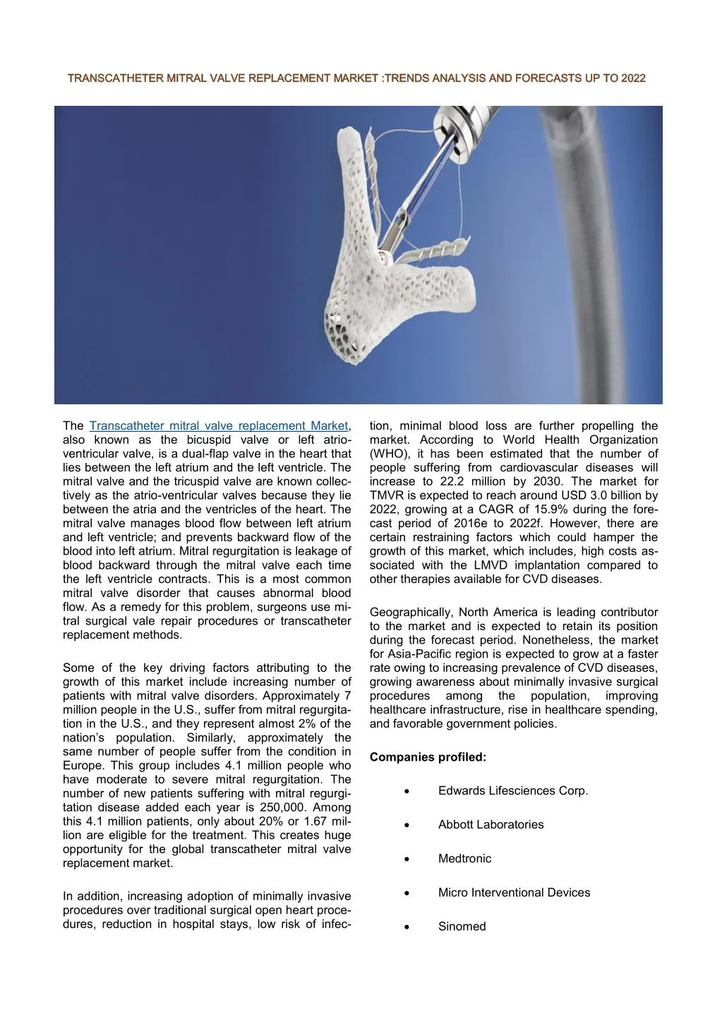 transcatheter mitral valve replacement