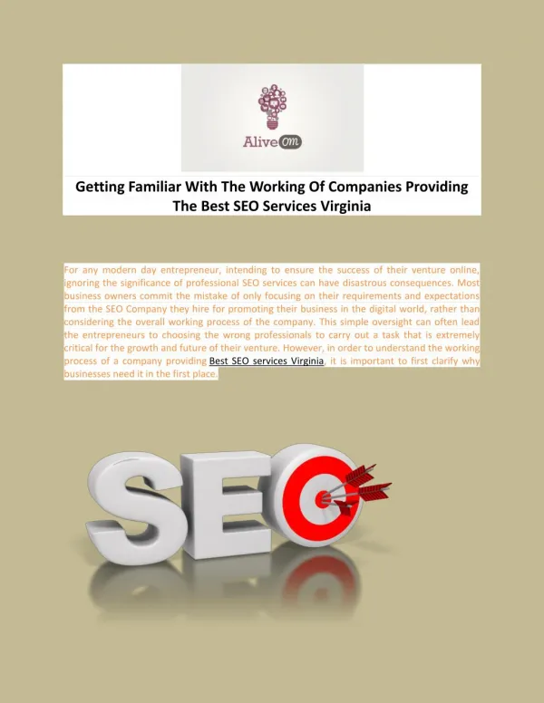 Getting Familiar With The Working Of Companies Providing The Best SEO Services Virginia