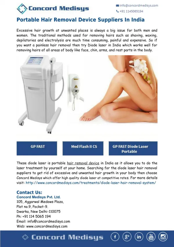 Concord Medisys: Portable Hair Removal Device In India