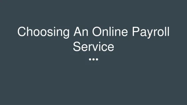 Choosing An Online Payroll Service