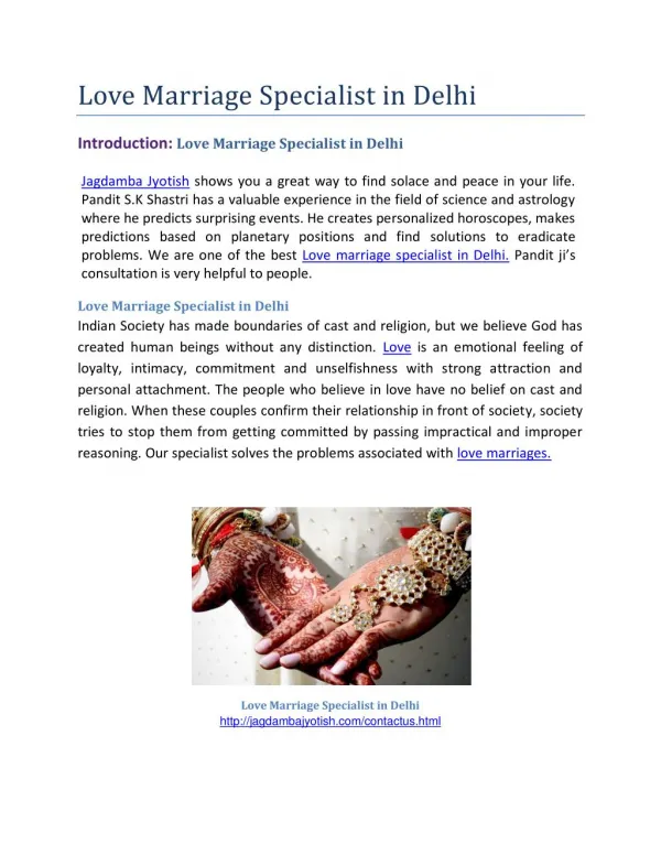 Love Marriage Specialist in Delhi