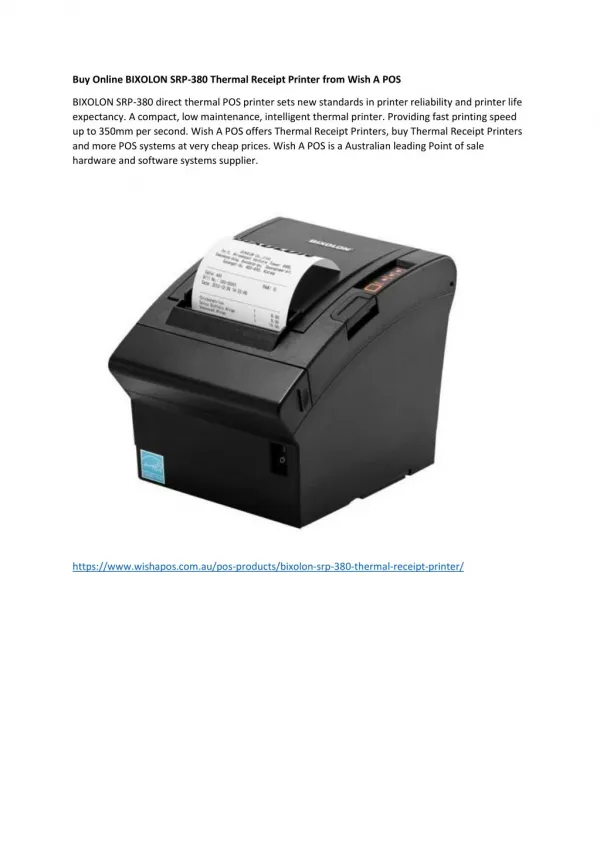 Buy Online BIXOLON SRP-380 Thermal Receipt Printer