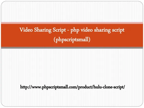 Video Sharing Script - php video sharing script (phpscriptsmall)
