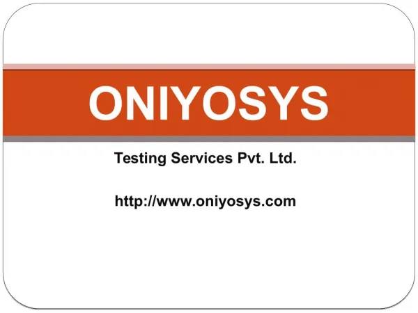 Noted Software Testing Company in India - Oniyosys