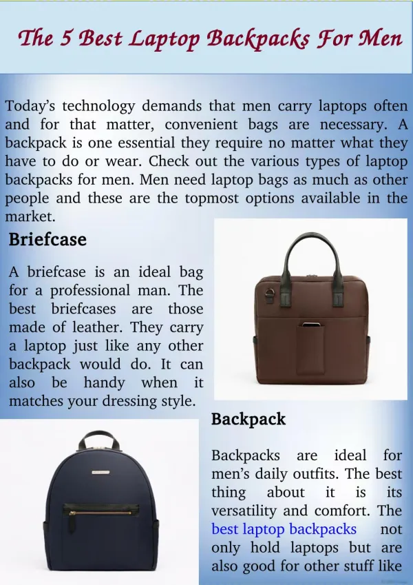 5 Best Laptop Backpacks for Men