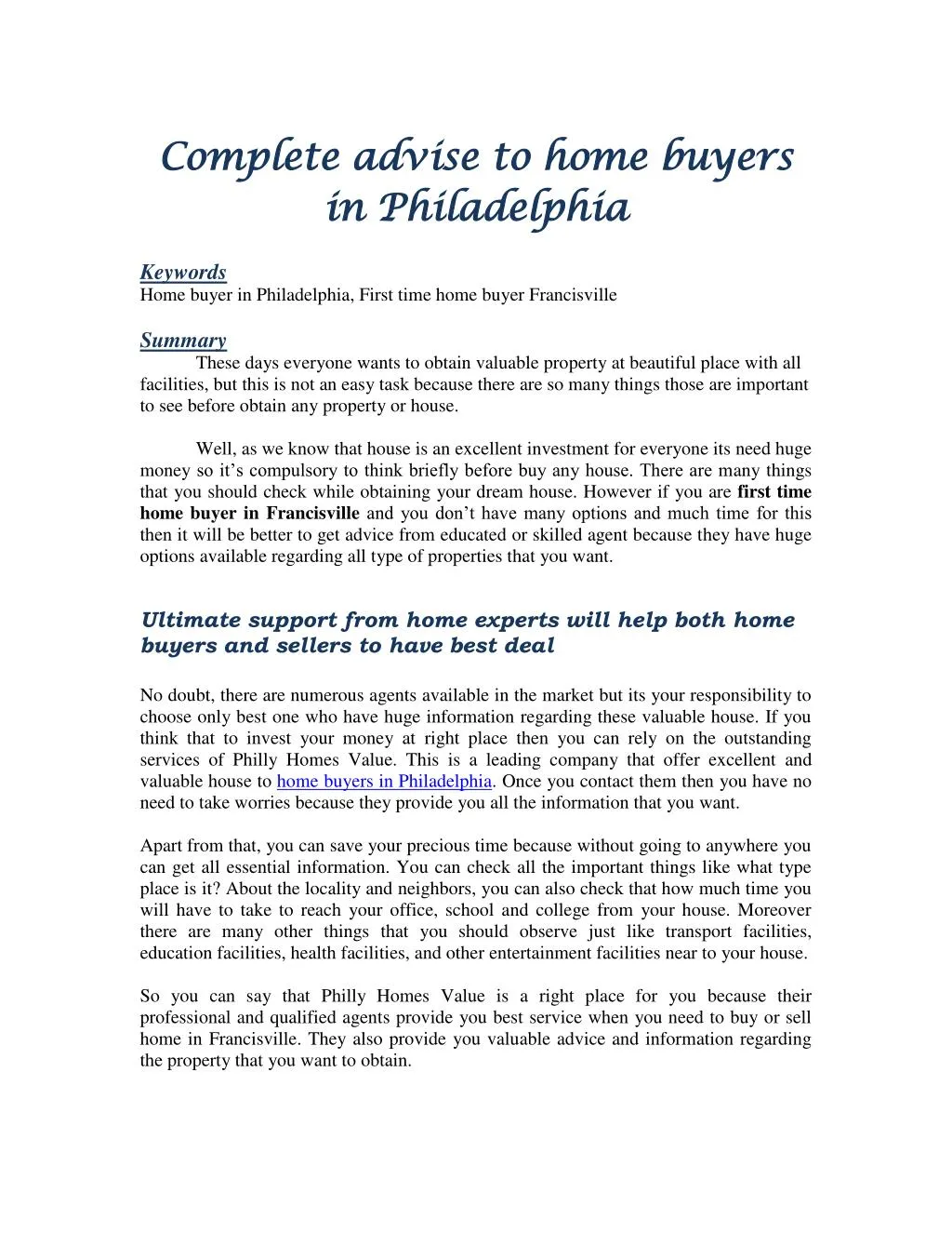 complete advise to home buyers complete advise