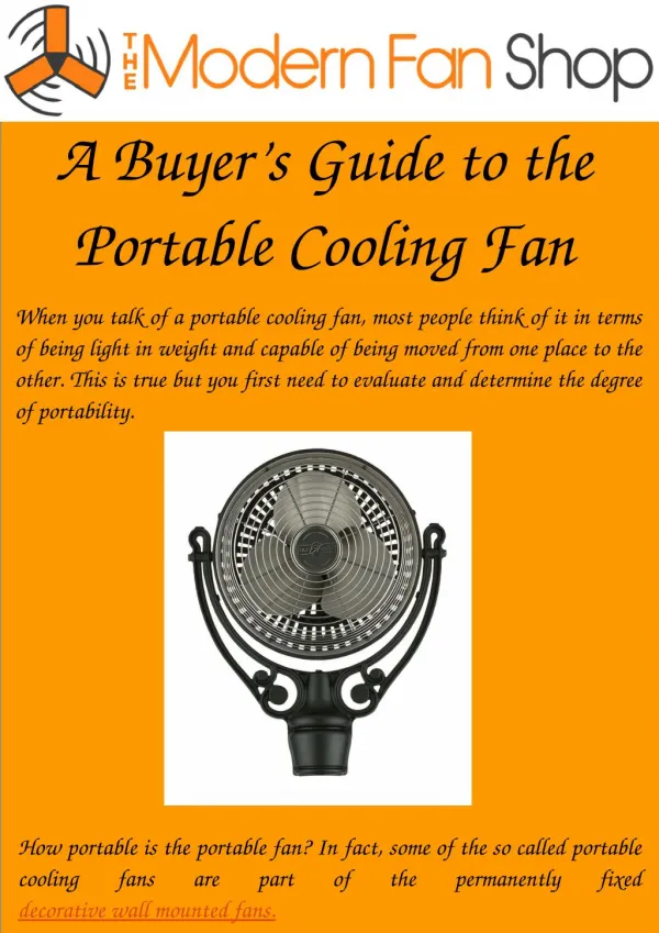 A Buyer&rsquo;s Guide to the Portable Cooling Fan