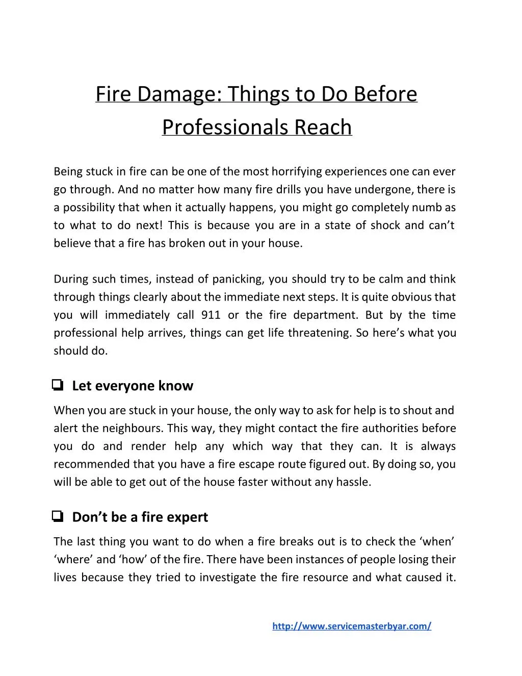 fire damage things to do before professionals