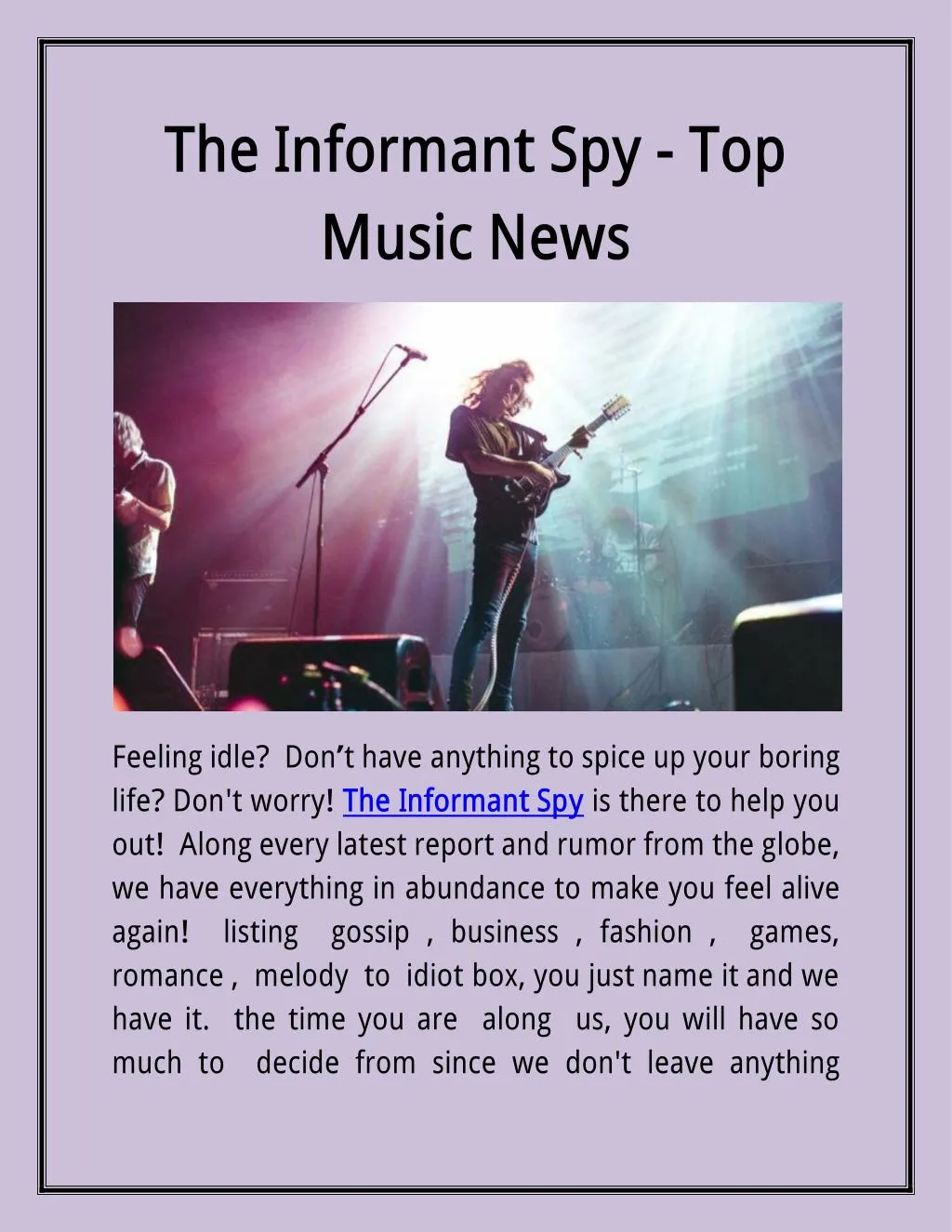 the informant spy top music news