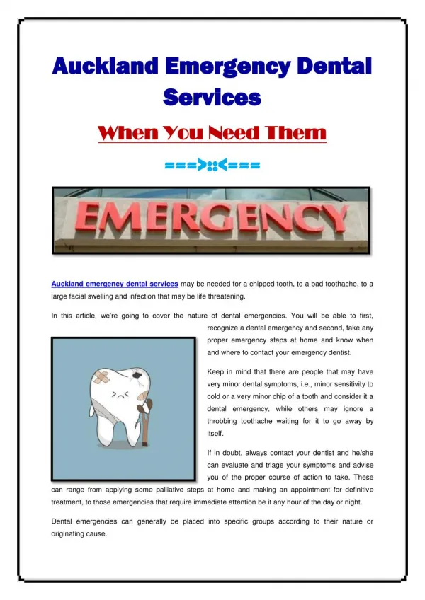 Auckland Emergency Dental Services