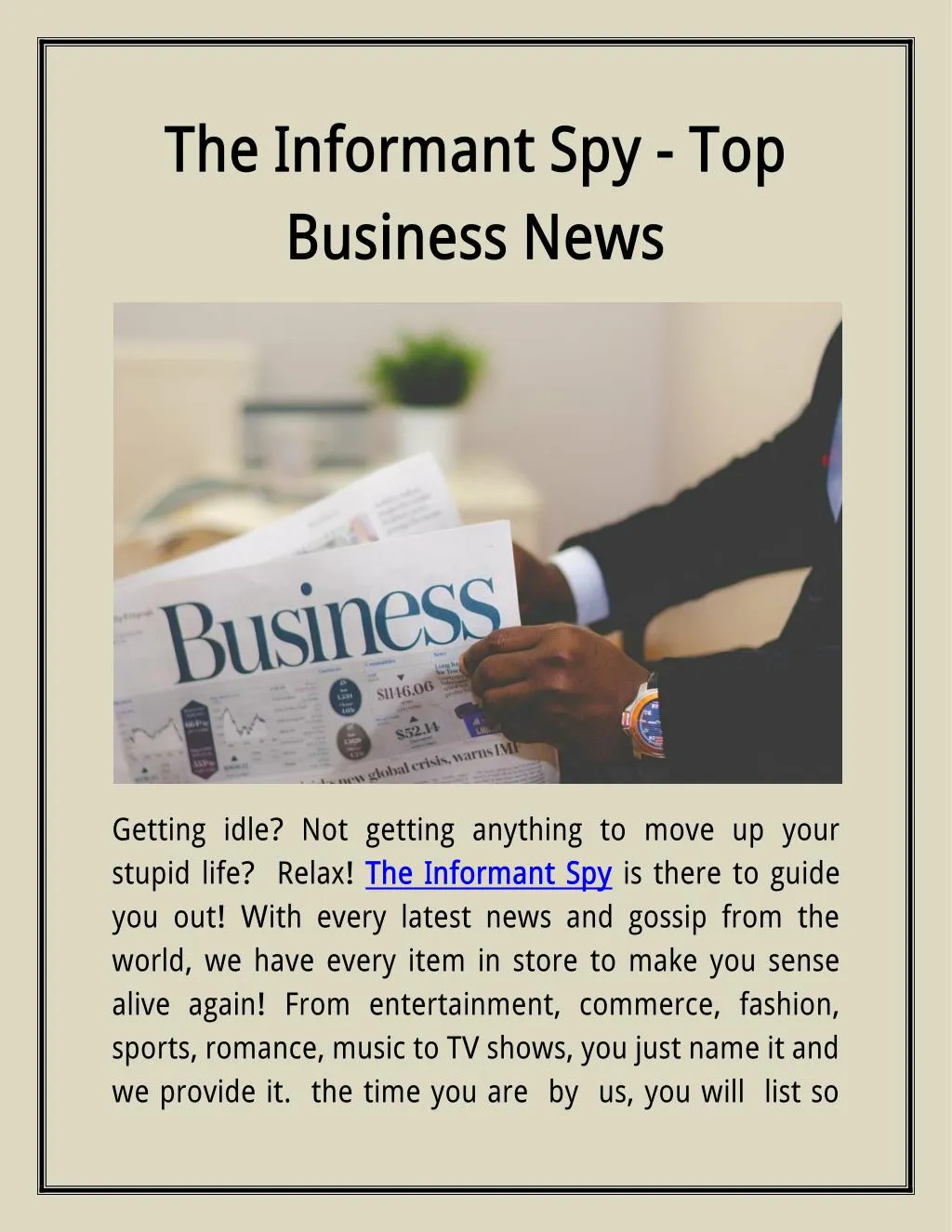 the informant spy top business news
