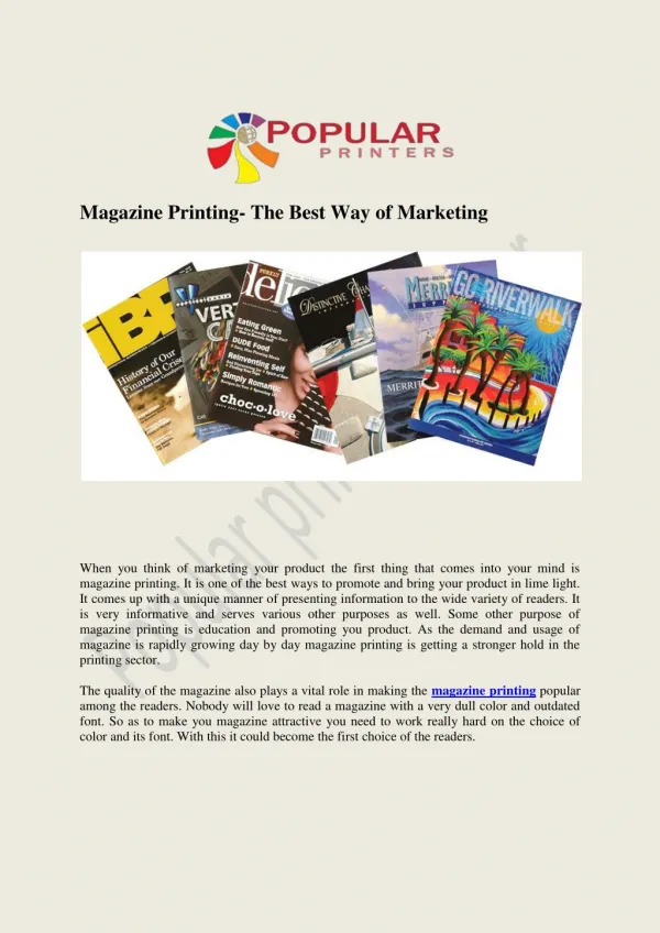 Magazine Printing services in Jaipur by Popular Printers