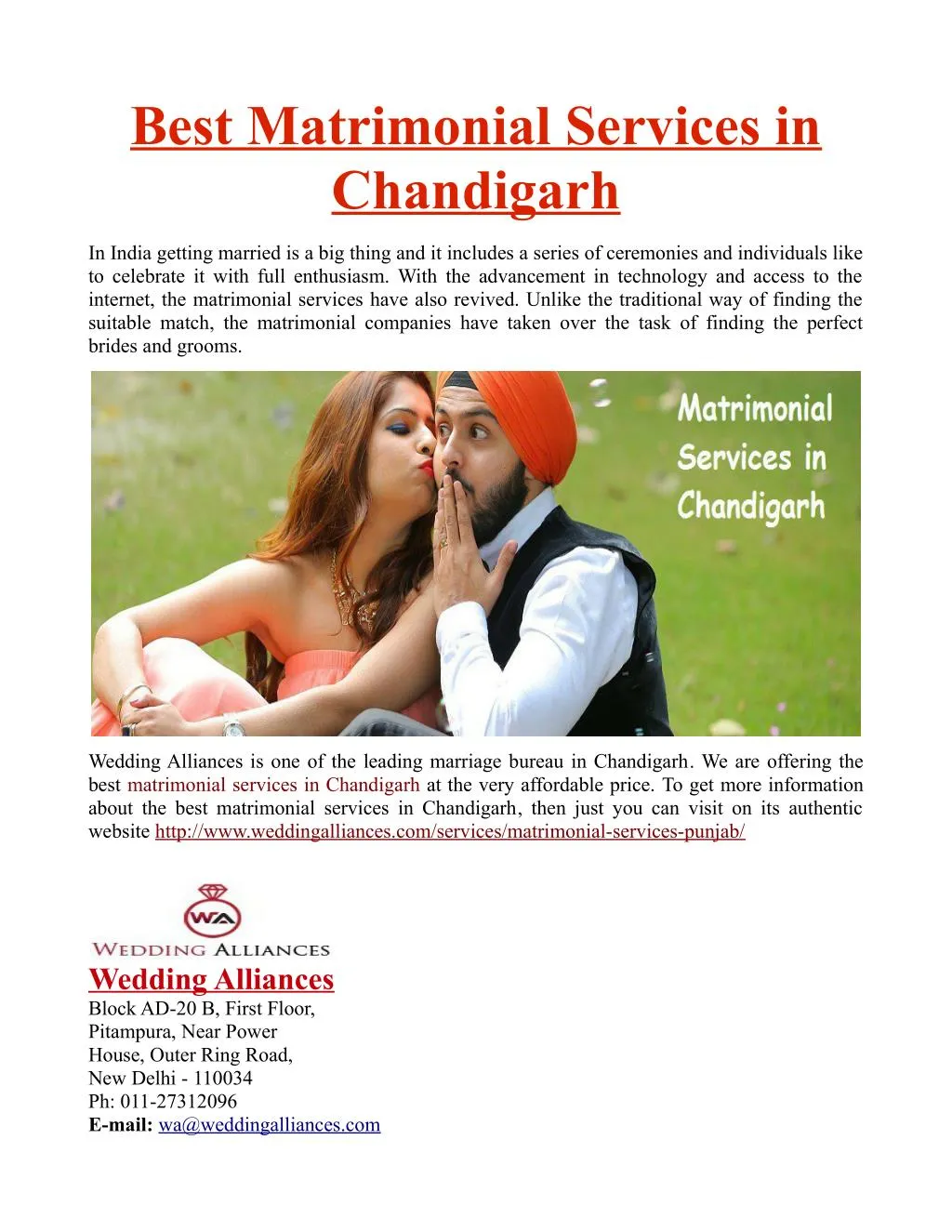 best matrimonial services in chandigarh